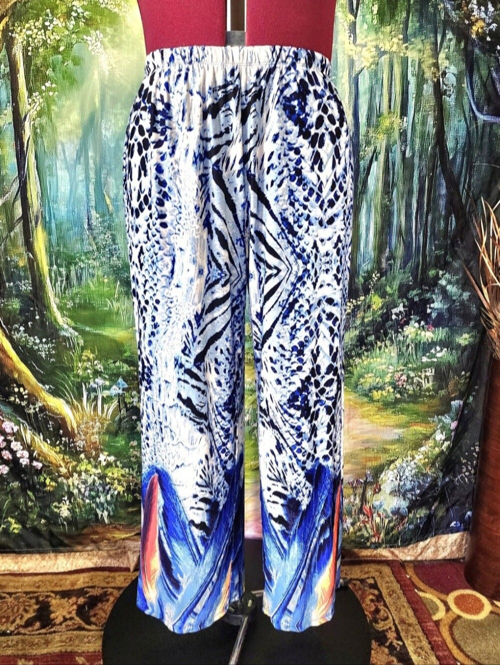 🪶 MELISSA PAIGE Feather Abstract Watercolor Wide Leg Pants SIZE 1X